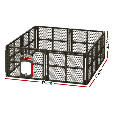 i.Pet Pet Dog Playpen Enclosure 8 Panel Fence Puppy Cage Plastic Play Pen Fold i.Pet
